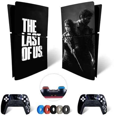 MaD Vision® Extra-Durable Skin Kit per PlayStation 5 (PS5) Digital Slim | Set di Pellicole Adesive in Vinile Opaco per la Console e 2 Controller - per Last of Us Design