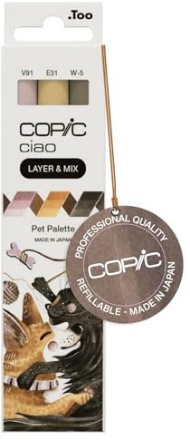 COPIC Ciao lager & mix uppsättning med 3 pennor, husdjurspalettmarkörer, konst & hantverk, färgning, grafik, markeringspenna, design, anime manga