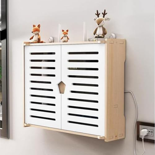 PUIOTEAI Router Schrank, WiFi Router Aufbewahrungsbox Set-Top Box, Wandmontage Wohnzimmer Modem Kabel Router Abdeckung Multifunktional