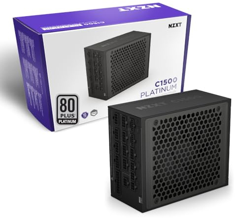 NZXT C1500 Platinum ATX 3.1 | Alimentation de Jeu PC entièrement modulaire à Faible Bruit | 1500 W | 80 Plus Platinum | Double connecteurs 12 V-2 x 6 | Mode zéro Ventilateur | Condensateurs 100