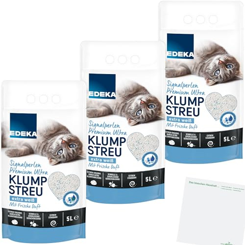 Edeka Signalperlen Premium Ultra Klumpstreu Katzenstreu 3er Pack (3x5 Liter Packung) + usy Block