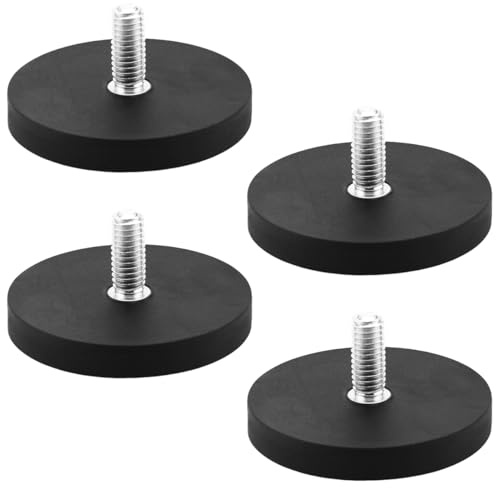 4 Pcs Neodym Magnete Gummiert Ø 43mm, Magnet mit Gewinde M6 Außengewinde | Gummierte Magnete 10kg Haftkraft, Gummiert Magnet Anti-Rutsch, Magnetsysteme mit Gummimantelm für Fahrzeuge, Lampen