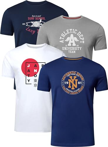 FULL TIME SPORTS Mens T-Shirt Pack of 4 Printed Tshirt PRINT-001-PACK-4-L