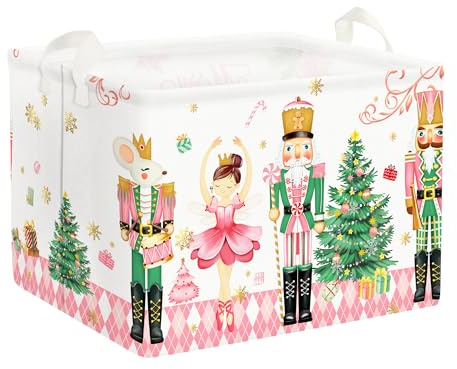 Clastyle Groß Weihnachten Aufbewahrungskorb Wäschekorb Kinderzimmer, 36L | mit Deckel, Faltbarer, Wasserdicht, Tragkraft 25 kg, für Kinderzimmer Badezimmer Schlafzimmer, für Bücher Spielzeug Kleidung
