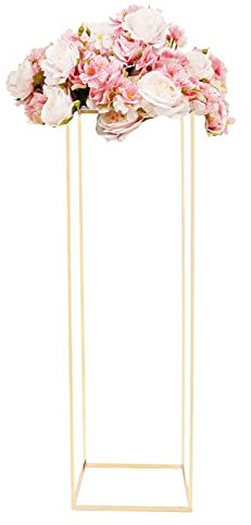 Mudshape Metall Blume Stand Deco für Hochzeit Tisch Mittelstück Gold Boden Säule Halter, 100cm Rechteckige Metall Säulen-Blumenständer Pflanzenständer Bühne Säule Ständer für Hochzeit Feier Party