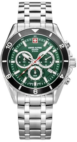 Swiss Alpine Military Herren-Armbanduhr Chronograph Analog Quarz 7034.9 Edelstahl