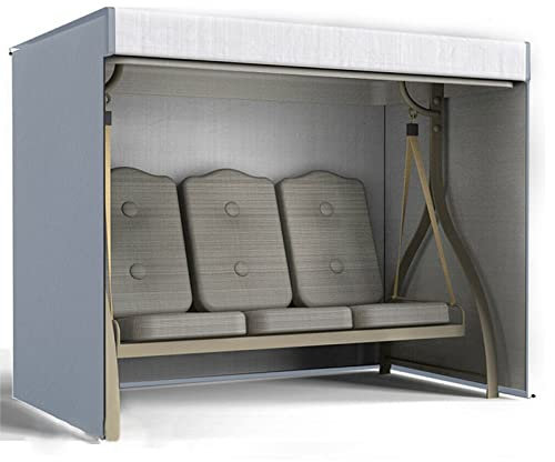 Abdeckung für Hollywoodschaukel, wasserdicht, für 3-Sitzer, mit 2 Reißverschlüssen, staubdicht, Gartenschaukelabdeckung mit Kordelzug, Silber, 220 x 145 x 170 cm