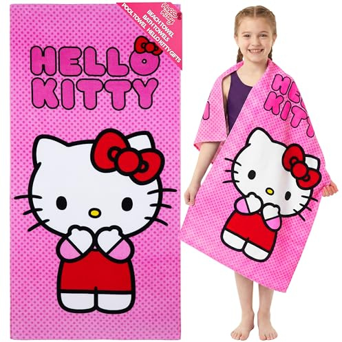 Hello Kitty Handtücher Kinder Teenager Damen Strandtuch Schnelltrocknend Groß Kuromi Anime Duschtuch 70x140 cm Weiches Badetuch Baumwolle (Rosa, 70x140cm)