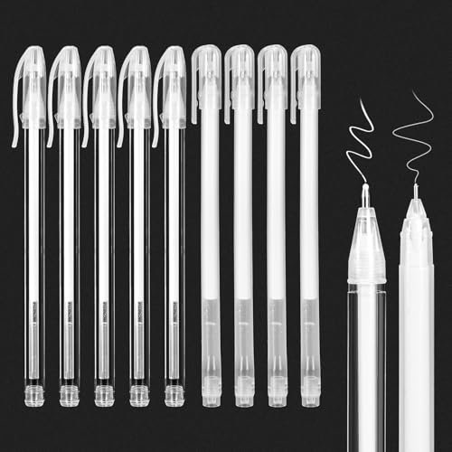 Set di 9 penne gel bianche, penna bianca da disegno, penne bianche da 0,6 mm 0,8 mm per pittura,carta nera, schizzi e creazione artistica