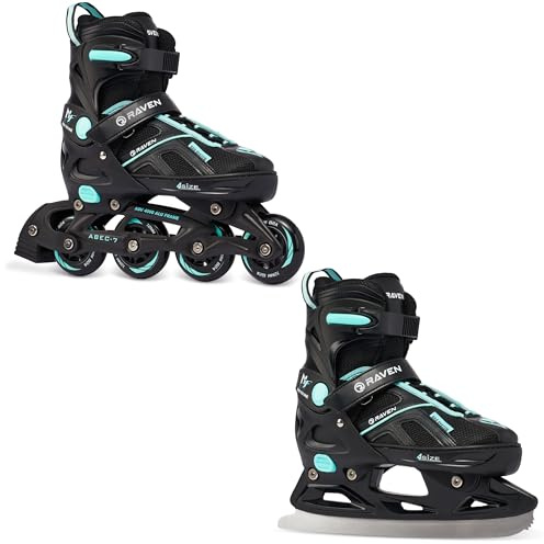 RAVEN Pulse Inline Skates Inliner für Kinder und Erwachsene OPTIONAL 2in1 mit Schlittschuhen verstellbar