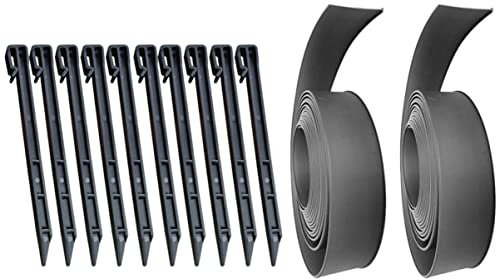 Bordura para Jardín Flexible PE Negra, 12 Piezas, para Bordes