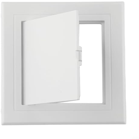 Copertura in ABS bianco facilmente installabile, si adatta perfettamente a pareti o soffitti consentendo l'accessibilità alla manutenzione (300 x 300 mm)