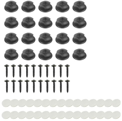 20 Pcs Trailer Cover, Trailer Cover Hooks, Durable Plastic Tie Down Hook, Tarpaulin Button Hook Car Fastening Hooks for Net Car Boot Nets, (Screws & No-trace adhesive)