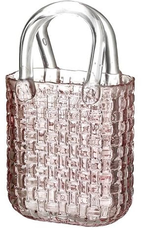 Heaven Sends Vase en verre rose – Décoration de sac à main texturée pour décoration florale ou étagère – Vase en verre blush unique pour décoration d'intérieur moderne