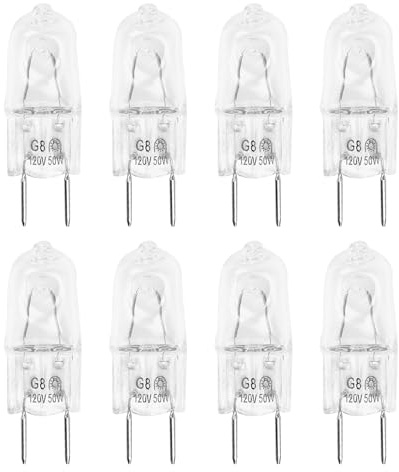 8-Pack G8 Halogen Light Bulbs, Light Bulb Lamp for GE Ge Microwave Light Bulb 120V 50W Replaces for WB08X10057, WB08X10051