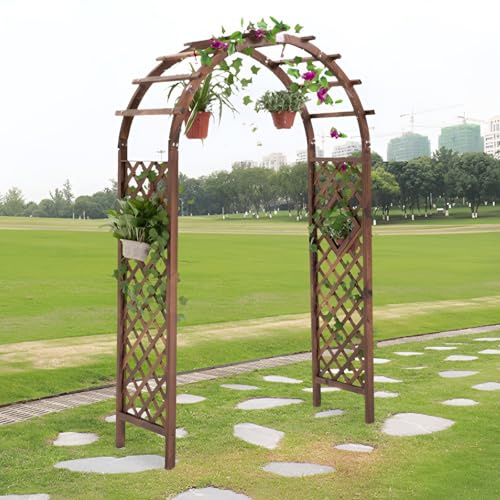 GUOGLZ Rosenbögen Holz, Gartenbogen Für Kletterpflanzen, 120cm 140cm Rankhilfe Für Hochzeit Partys, Rankgitter Rankbogen Für Rasen Party Tannenholz(120 * 50 * 217cm)