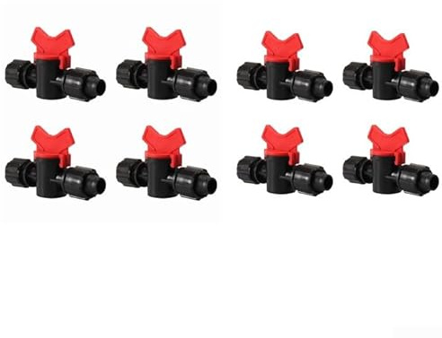 Lot de 8 robinets à boisseau sphérique à 3 voies en polyéthylène avec serrure, 16 mm d'irrigation goutte à goutte, pour raccordement de tuyau, pour arrosage du jardin