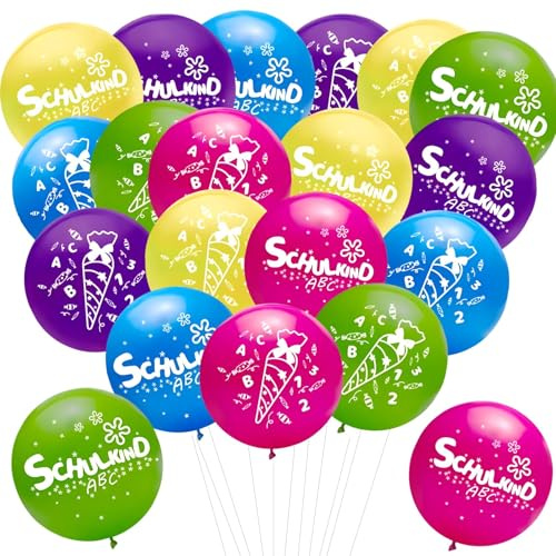 20 Stück Einschulung Deko Luftballons,Schulanfang Mädchen SCHULKIND Ballons | Ungiftiger Latex, Lebendige Farben, Lernmotivation, Vielseitig Dekorativ.
