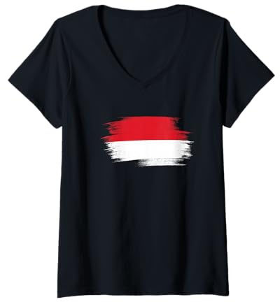 Womens Indonesia Indonesian Flag Bali Jakarta Men Women Kids V-Neck T-Shirt