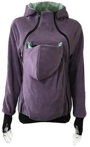 Peosaard känguruficka-hoodie, mamma-hoodie, avtagbar 3-i-1 känguruficka, mjuk, varm babybärjacka för vintern, mysig multifunktionell mammajacka för mor och baby