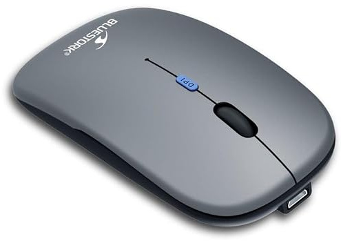 Bluestork - Off 105 - Souris sans Fil Rechargeable Bluetooth & 2.4GHz - Slim, Silencieuse, Plate, 3200 DPI - Autonomie 62H - Souris Bluetooth Ambidextre légère - Compatible Windows/Mac – New