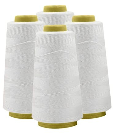 4 rullar slitstark polyester sytråd professionell symaskinstråd broderi vit hem handarbete verktyg