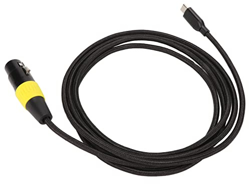 CHICIRIS XLR-auf-Kabel, Flexibler Kabeladapter Vom Typ C-Stecker auf XLR-Buchse für PC-Tablet, USB-Mikrofonkabel mit Nylongeflecht für die von Musik, Karaoke, Schwarz und Gelb (#1)