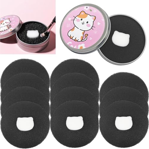 Smaoqingji Brocha Para Maquillaje Esponja Limpiador - set de 13 Piezas, Negro, Limpieza Pinceles de Maquillajel, Apta Distintos Tipos Pinceles Maquillaje, Como Pinceles Sombra Ojos Pinceles Contorno