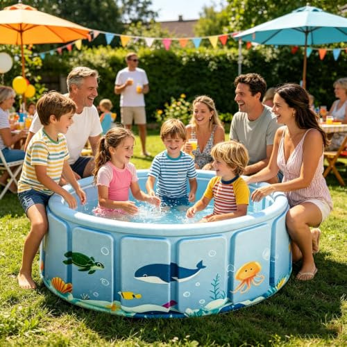 Piscina per Bambini, Vaschetta da Bagno per Piccoli, Piscina Portatile da Esterno, per Cani Feste Bambini Cortile Giardino Terrazza Interno Spiaggia Giardino