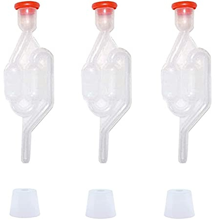 mellystore Airlock di Fermentazione, 3PCS Gorgogliatori con Coperchio in Plastica, Gorgogliatore Fermentazione Airlock con 3 Tappo in Gomma, Gorgogliatore Vino, per fermentazione Vino