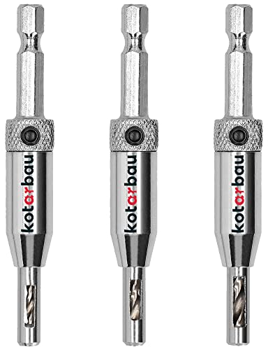 KOTARBAU® - Set di 3 punte per trapano da cerniere. in acciaio super rapido per il posizionamento di precisione e la lavorazione dei mobili
