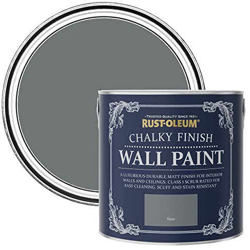 Rust-Oleum Dark Grey Wall and Ceiling Paint in a Chalky Matt Finish - Slate 2.5L