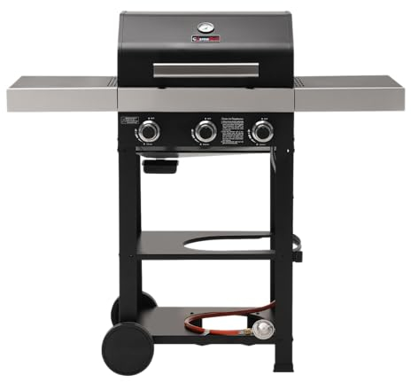 CosmoGrill 3 Burner Gas Barbecue - Premium Black Range, Outdoor BBQ Gas Grill