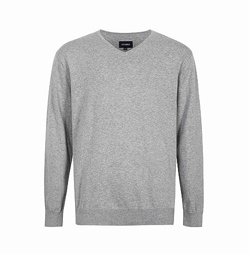 Krumba Hombres Algodón De Gran tamaño Cuello en V Ponerse Suéter 3XL Gris