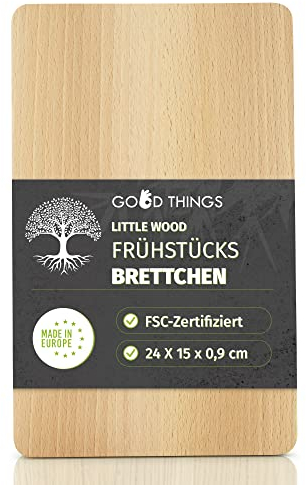 Little Wood - Frühstücksbrettchen aus Holz - Perfekt als Schneide- und Brotzeitbrett - Buchenholz Frühstücksbrett FSC-zertifiziert - Ideales Holzbrett für die Küche (1 Stück)