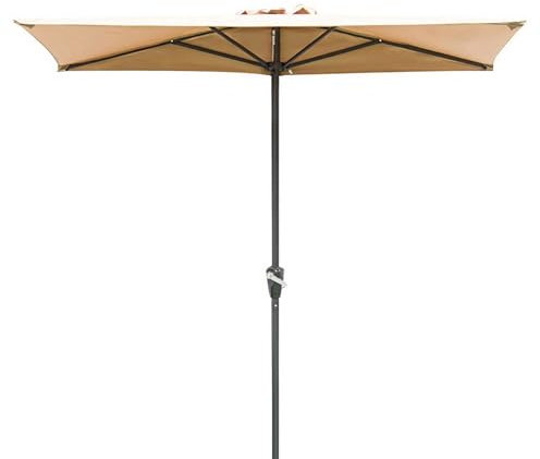 200cm Demi Rectangulaire Parasol de Jardin avec 5 Nervures Parasol de Pare-soleil de Terrasse Parasol D'Extérieur Protection UV