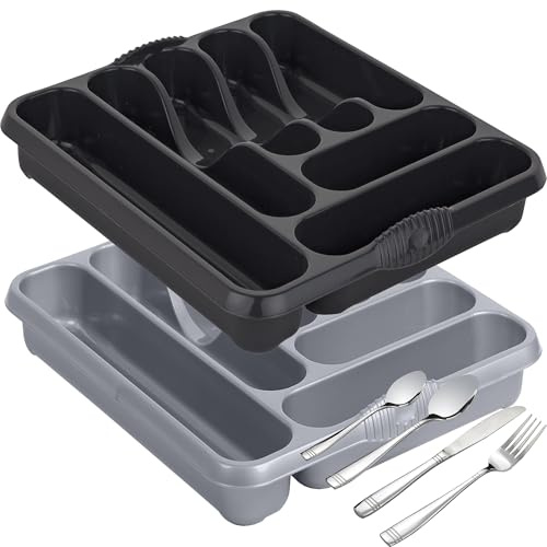 STORM TRADING GROUP Large 7 Compartment Cutlery Tray Rack Holder | Drawer Organiser Storage Stand For Kitchen Worktops & Drawers