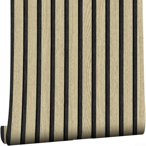 Hasaller Lot de 2 rouleaux de papier peint autocollant effet 3D à lattes de bois de chêne marron vintage effet bois texturé pour salon, chambre à coucher, couloir, escaliers, panneaux muraux rétro (B)