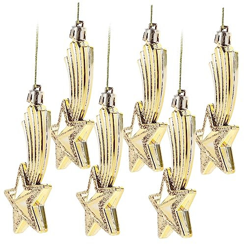 ROMISBABA 6stücke Teiliges Weihnachtsbaumschmuck Goldenen Emaillierten Sternen Leichte Langlebige Christbaumschmuck-hänger Für Festliche Xmas-deko Für Weihnachtsfeiern Geschenke Und Vielseit
