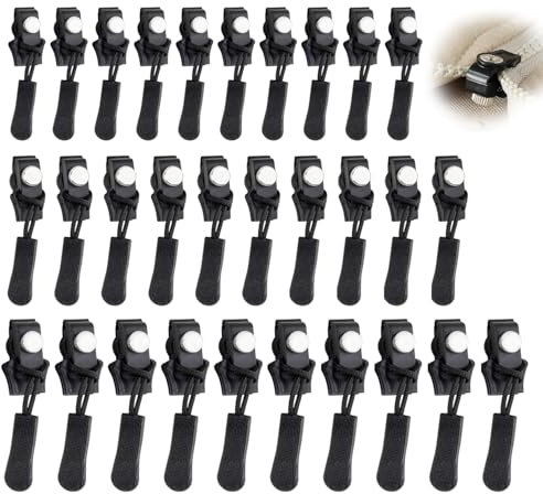 QZKJQDD 30 Stück Reisverschluss Reparaturset, In 3 Größen Reißverschluss-zipper Schieber Ersatz, Reißverschluss-Reparaturset, Reißverschluss-Ersatzreißverschluss für Jacken, Koffer Usw (schwarz)