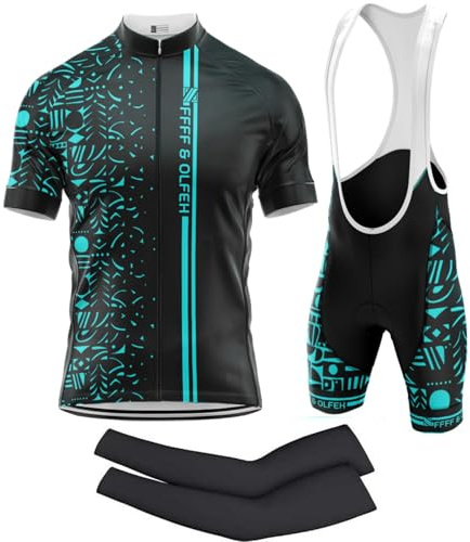 Herren Fahrradanzug Kurzarm Fahrradbekleidung Set Radsport Anzüge Herren Kurzarm Trikots+Bib Kurze Hosen Gel Pad Summer Cycling Kit Triathlon Clothes für Radsport Rennrad (Q7,5XL)