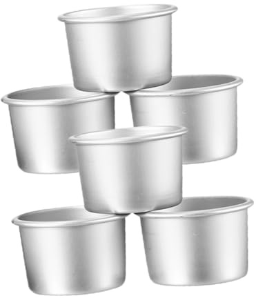 LABRIMP Juego De 6 Moldes Redondos Para Pasteles Pequeños 2 Pulgadas Aleación De Aluminio Base Desmontable Distribución Uniforme Del Calor Para Hornear Postres y Tartas Individuales