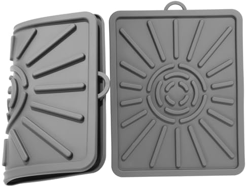 WEKADRIN Tapis De Cuisson en Silicone pour Barbecue 2 Pièces Gris – Tapis Récupérateur De Graisse Antidérapant, Isolant Thermique Et Facile à Nettoyer pour Grillades en Extérieur