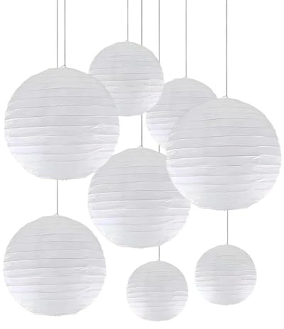 YEDPGUE 8 Lanterne di Carta Bianco,Paralume Rotondo Decorativo per Matrimoni,Decorative per Matrimoni, Compleanni, Feste ed Eventi