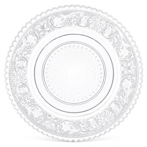 Zerodeko 2 Stück Glasteller aus Glas mit Geprägtem Muster Elegant und Leicht als Salatteller für Hausgemachtes Abendessen