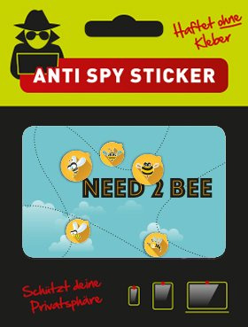 Camblock - Webcam Abdeckung, 5er Set Typ Need 2 Bee, Webcam Cover Anti Spy Sticker, Spionageschutz, Wiederverwendbar, Ohne Klebstoff, Dünn, Für Notebooks, 3x 10 mm & 2x 13 mm Durchmesser