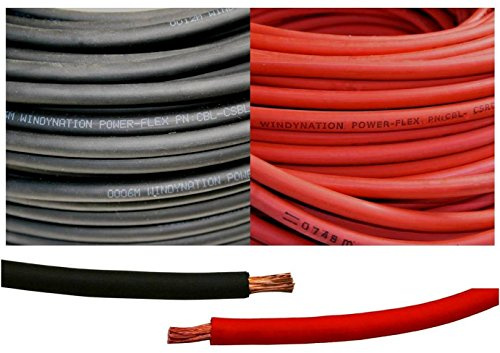 2 Gauge 2 AWG 20 Feet Black + 20 Feet Red Welding Battery Pure Copper Flexible Cable Wire - Car, Inverter, RV, Solar