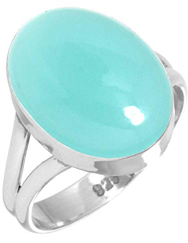 Jeweloporium Handgemachter Ring aus echtem 925er Sterlingsilber mit natürlichem Edelstein, Achat, Rosenquarz, Lapislazuli, Bernstein, ovaler Boho-Schmuck für Frauen