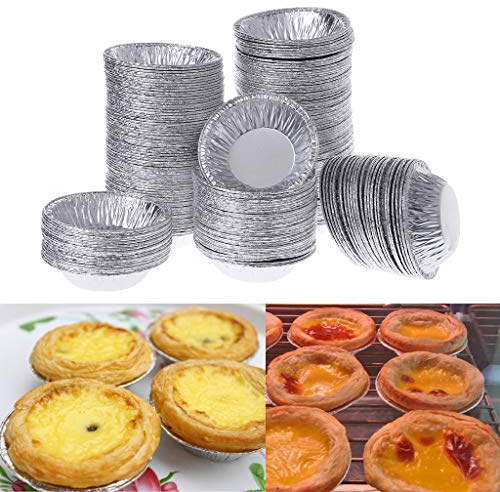 WuLi77 250pcs Disposable Silicone Egg Tart Baking Cups,Aluminum Foil Baking Muffin Cases, Cupcake Case Plate Mold Tin