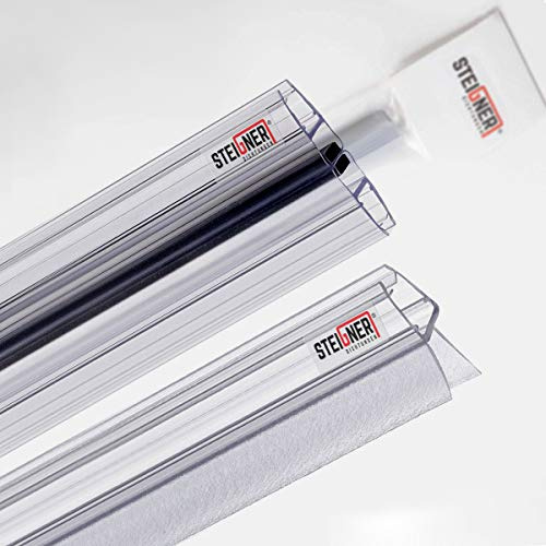 STEIGNER Duschdichtung UK13 100cm (1 Stk.) Transparent für Duschtür 3,5-5 mm - Set mit 2x Magnetdichtung UKM01 200cm für Duschtüren 180° - Schutz gegen Auslaufen, Perfekte Passform, Wasserdicht